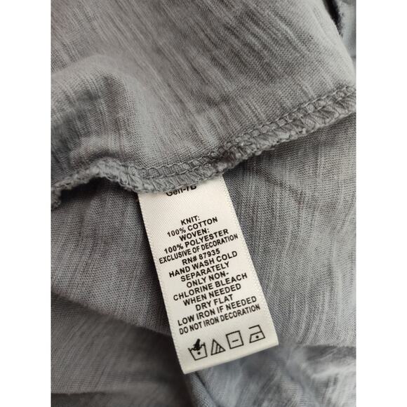 LOGO by Lori Goldstein Floral Embellished Slate Blue Tunic Sheer contrast L - Picture 5 of 7